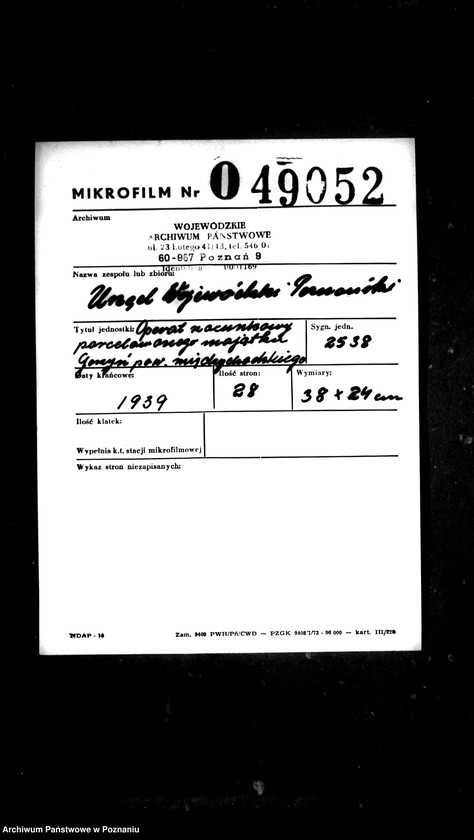 Obraz 2 z jednostki "Operat szacunkowy parcelowanego majątku Gorzyń powiatu międzychodzkiego"