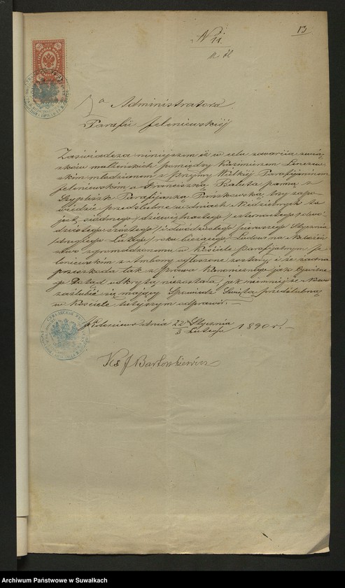 image.from.unit.number "Aneks [do akt małżeństw parafia rzymskokatolicka] Kaletnik 1890"
