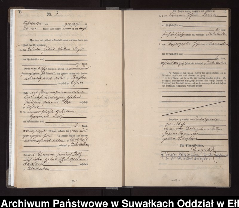 image.from.unit.number "Heiraths-Haupt-Register des Königlichen Preussischen Standes-Amtes Nikolaiken Kreis Sensburg"