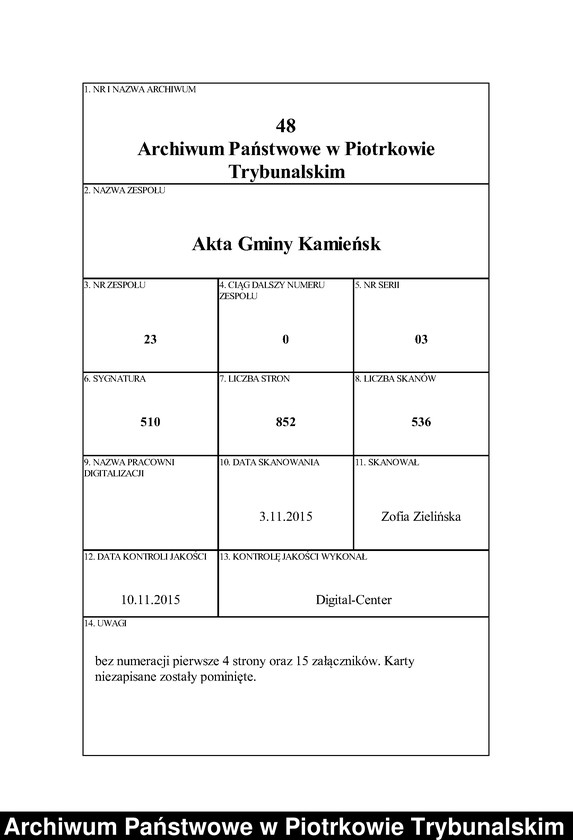 image.from.unit.number "[Księga ludności stałej wsi: Kamieńsk, Ściegny , Osada Seweryn, Osada Gomunice]"