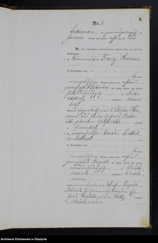 Obraz 4 z jednostki "Heiraths-Neben-Register Nr 1 - 11"