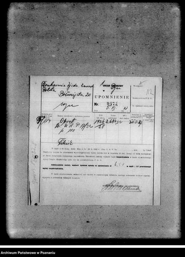 Obraz 16 z jednostki "Korespondencja z Urzędem Skarbowym"