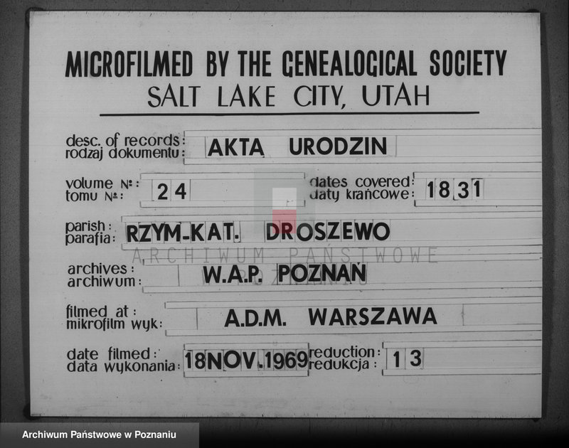 image.from.team "Akta stanu cywilnego Parafii Rzymskokatolickiej Droszew (pow. ostrowski)"
