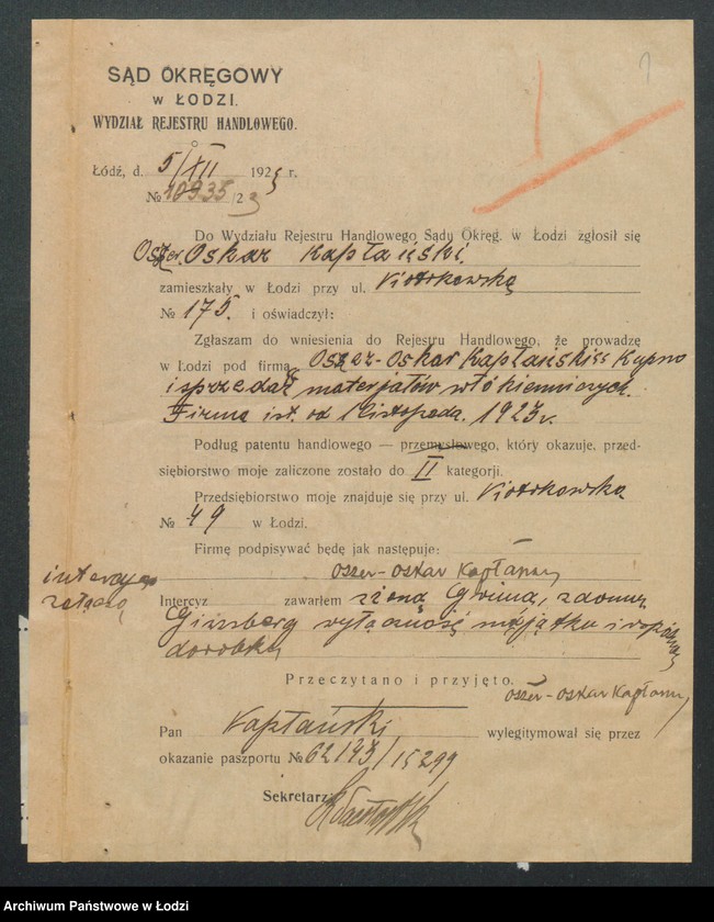 Obraz 3 z jednostki "Oszer-Oskar-Kapłański- kupno i sprzedaż materiałów włókienniczych"