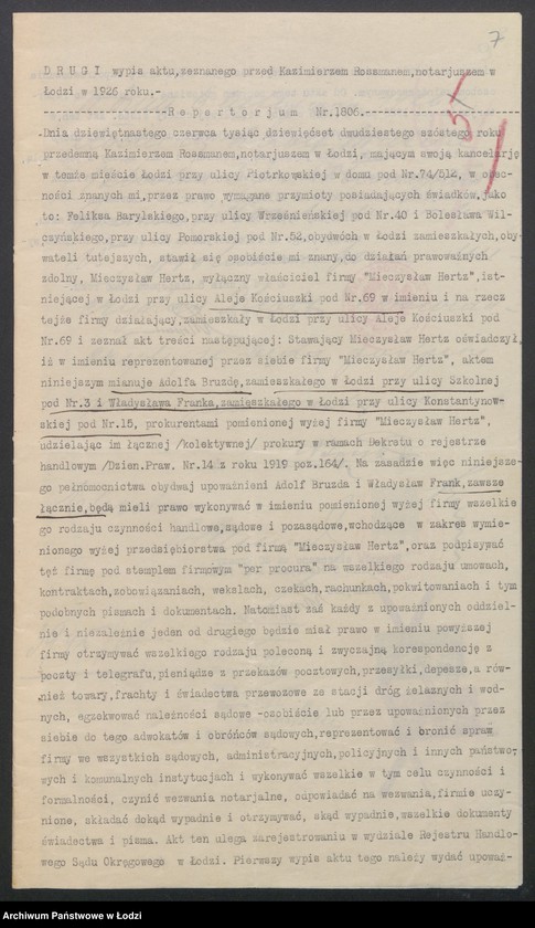 Obraz 9 z jednostki "Mieczysław Hertz – biuro ajenturowe"