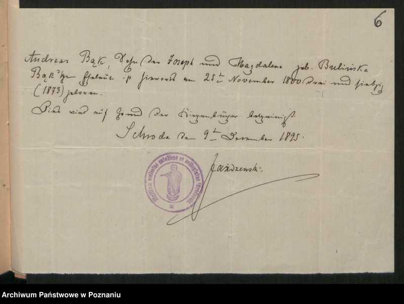 Obraz 8 z jednostki "Die von den Verlobten beigebrachten Urkunden zur Eheschliessung pro 1899"