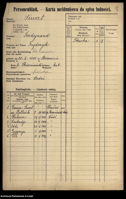 Obraz 10 z jednostki "[Spis ludności Łodzi] Zivel - Zolenberg"