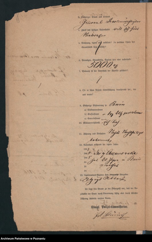 Obraz 11 z jednostki "A. betr. Auskunft über Inländer Lit. C /Namen-Rotulus vorgeheftet/"