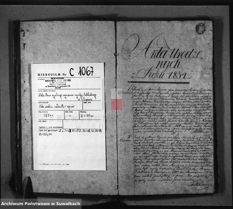 image.from.unit.number "Duplikat Aktów Urodzonych Zaślubionych i Zeszłych Urzędnika Stanu Cywilnego Parafij Filipowskiey z Roku 1834-go"