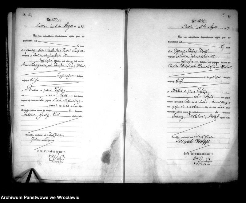 image.from.unit.number "Geburts-Haupt-Register Breslau I 1877 Band 3"