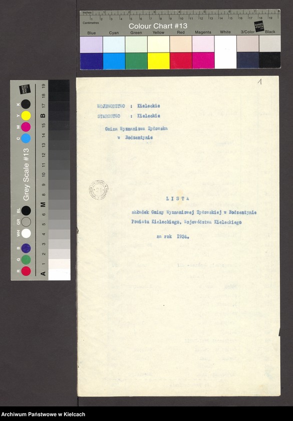 image.from.unit.number "Lista składek gminy wyznaniowej żydowskiej w Bodzentynie na 1934 r"