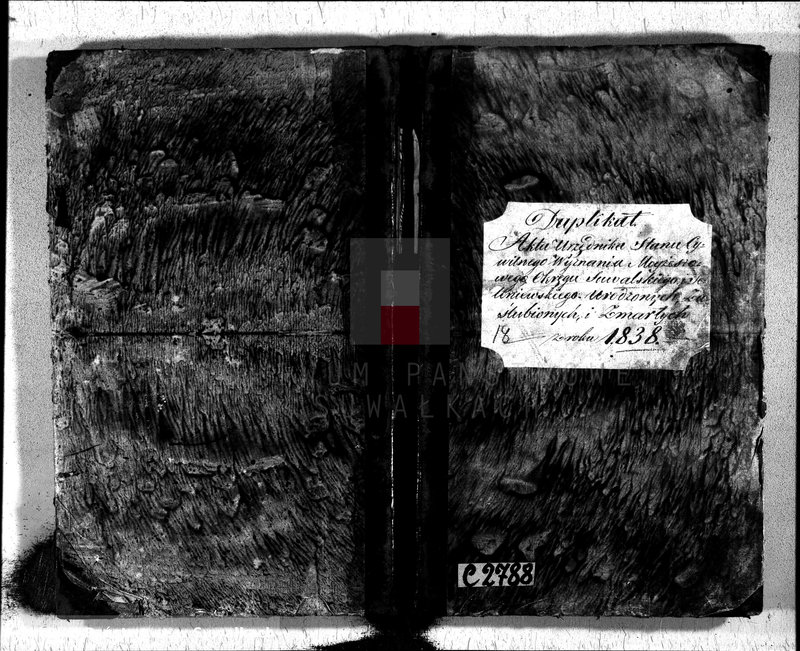 image.from.unit.number "Duplikat Akta Urzędnika Stanu Cwilnego Wyznania Moyżeszowego Okręgu Suwalskiego i Jeleniewskiego Urodzonych, Zaślubionych i Zmarłych z roku 1838"