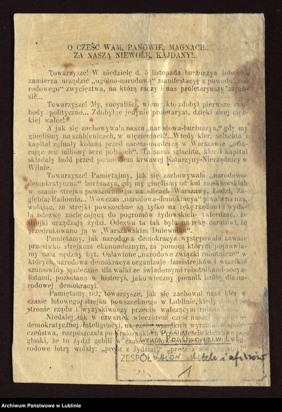 image.from.unit.number "O cześć wam, Panowie, Magnaci. Za naszą niewolę kajdany..."