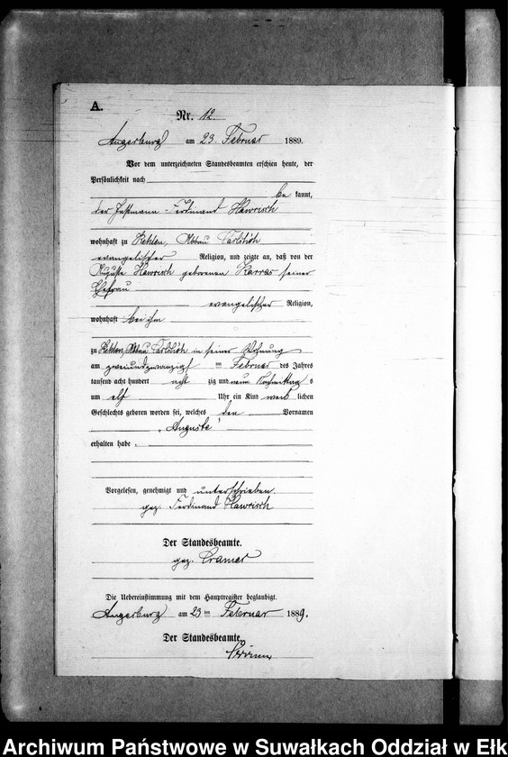 image.from.unit.number "Geburts-Neben-Register des Preussischen Standes-Amtes Kehlen Kreis Angerburg"