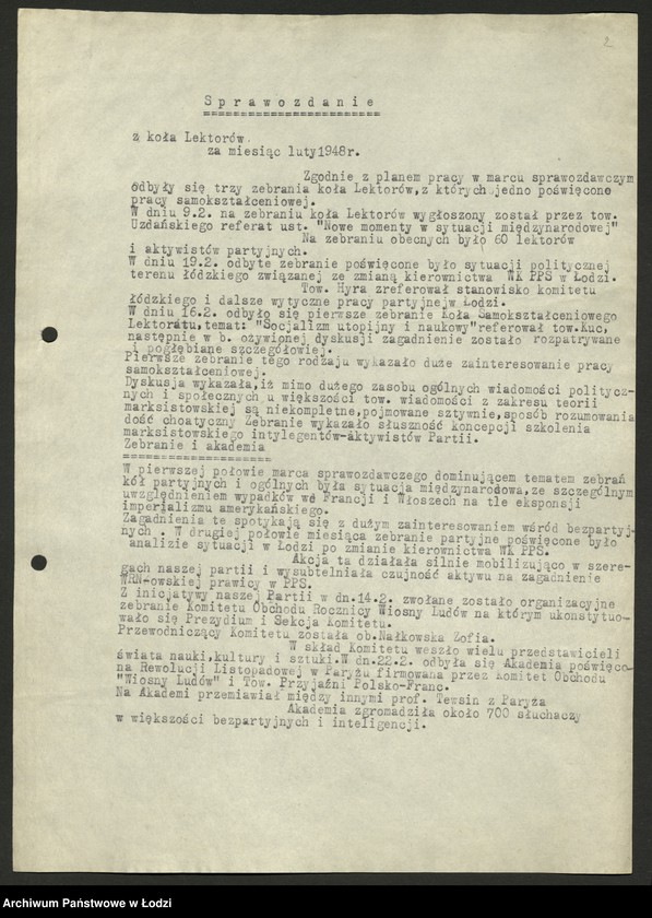 Obraz 3 z jednostki "Koło prelegentów i lektorów przy KŁ; [sprawozdania z działalności, wykazy]"