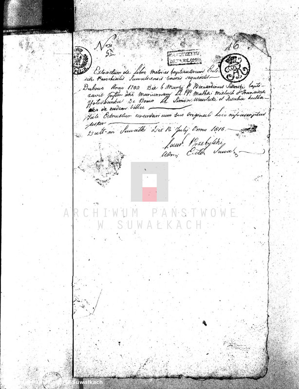 image.from.unit.number "Dowody do Akt Małżeństwa Gminy Wigierskiey od dnia 1 Maja 1810 Roku do dnia ostatniego kwietnia 1811 Roku."