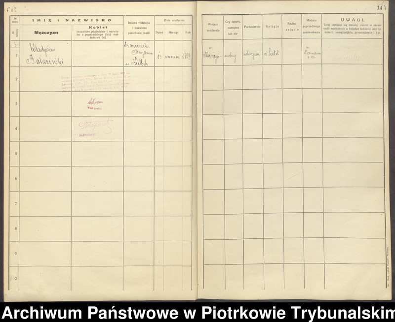 Obraz 14 z jednostki "[Księga ludności stałej gminy Ręczno] wieś i kolonia Tomawa"