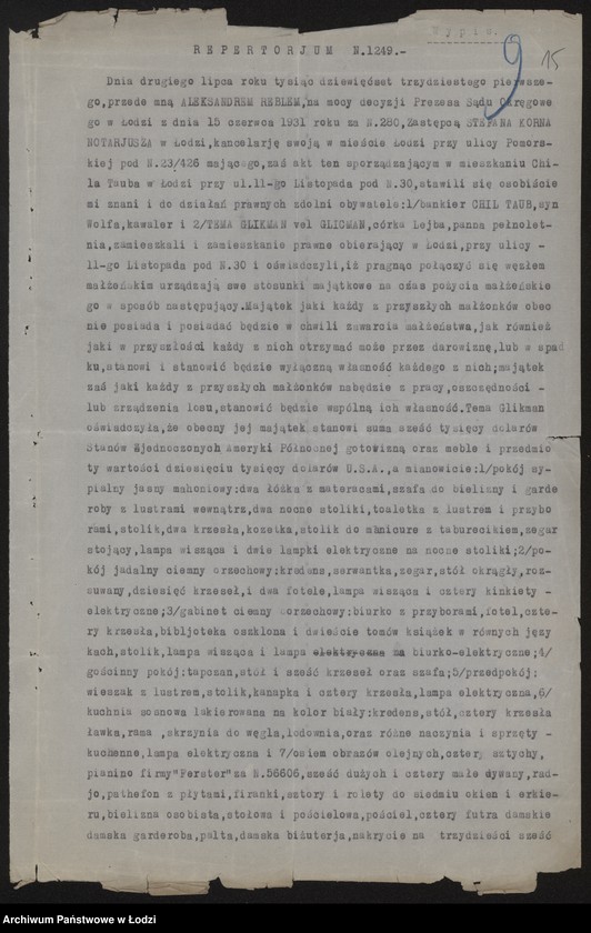 Obraz 17 z jednostki "Dom bankowy bracia Taub- prowadzenie przedsiębiorstwa bankowego"