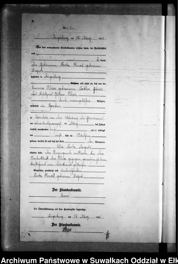 image.from.unit.number "Geburts-Neben-Register des Preussischen Standes-Amtes Gr. Strengeln Kreis Angerburg"