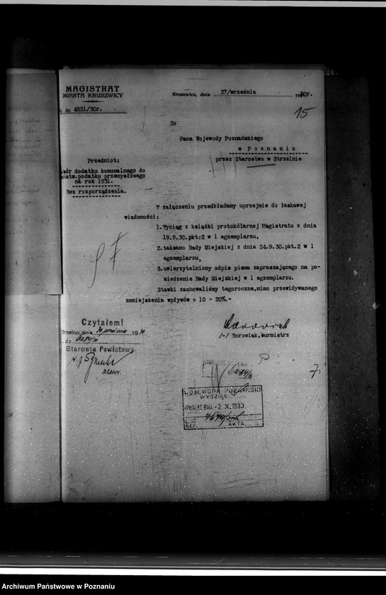 Obraz 19 z jednostki "Miasto Kruszwica Podatki komunalne /Ustawa z dnia 11.8.1923 r. Dz. U nr 94/"