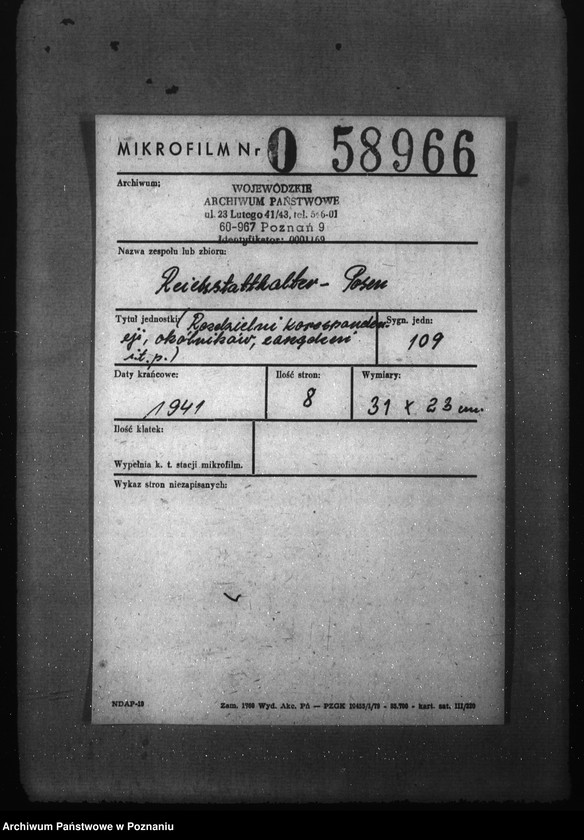 Obraz 2 z jednostki "Rozdzielnik korespondencji, okólników, zarządzeń itp."