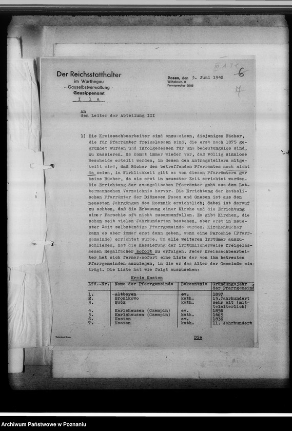 Obraz 11 z jednostki "Betrifft Kennzeichnung der Kreise durch Unterscheidungszeichen und Richtlinien für die Sichtung und Verzeichnung der Kirchenbücher"