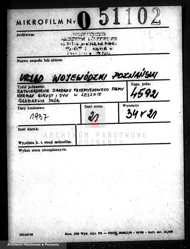 Obraz 2 z jednostki "Zatwierdzenie zakładu przemysłowego firmy Hermann August i Syn w Lesznie /Garbarnia skór/"