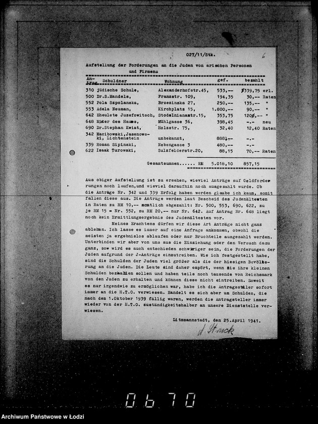 Obraz 10 z jednostki "Anordungen Getto V. von Biebow"