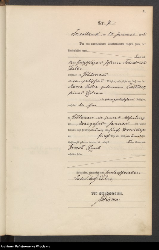 image.from.unit.number "Księga urodzeń USC Mieroszów (Friedland) 1895"