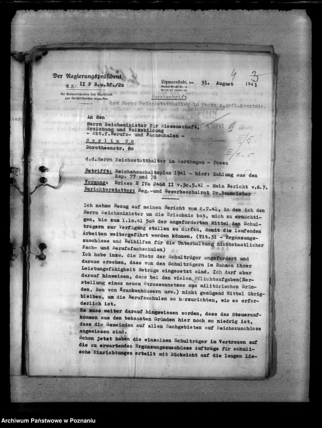 Obraz 8 z jednostki "Haushaltswesen. Mittel für Schülerheime. Reichsbeihilfen an Schüler"