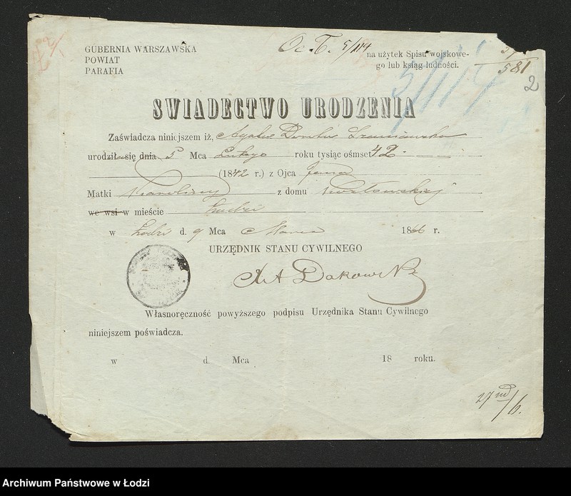 Obraz 4 z jednostki "Dowody metrykalne stałych mieszkańców osady Bałuty nr domu 5"