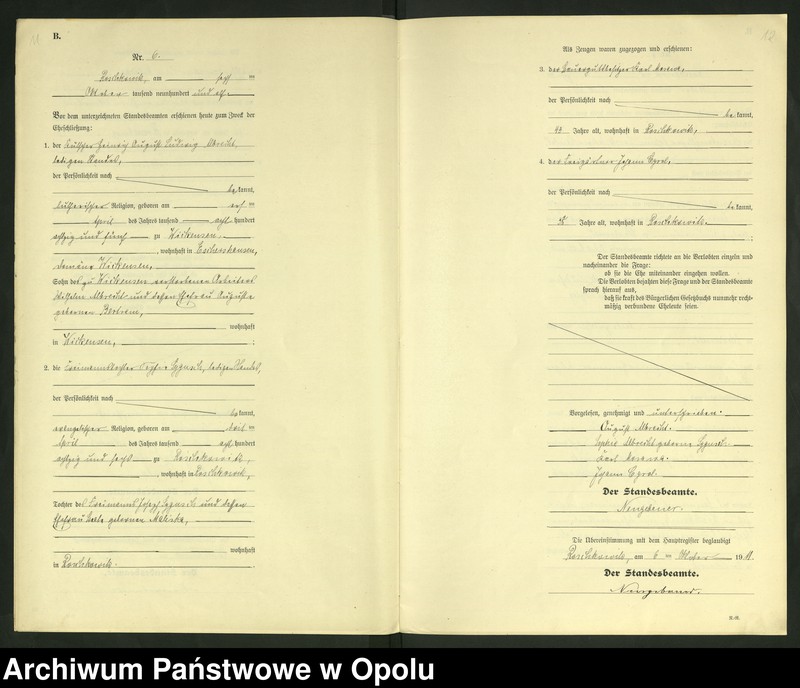 image.from.unit.number "Heirats-Register (Neben-Register) Standesamt Roschkowitz 1911 No.1 bis 9"