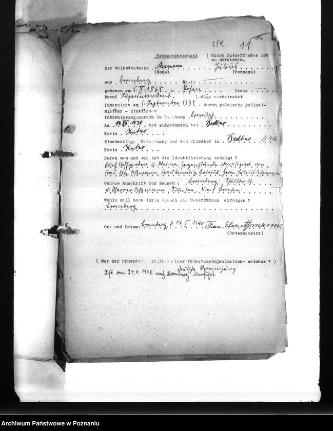 Obraz 15 z jednostki "Wykazy miejscowych Niemców, którzy zginęli w 1939 roku A - P"