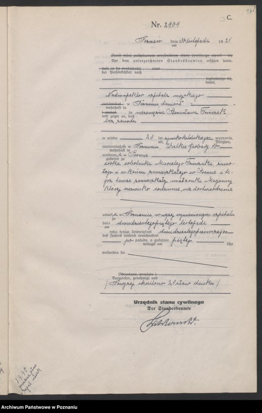 Obraz 19 z jednostki "Księga miejscowa zgonów tom V [Rejestr główny zgonów]"