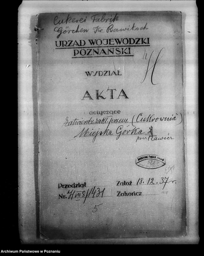 image.from.unit.number "Zatwierdzenie zakładu przemysłowego /przebudowa cukrowni/ w Miejskiej Górce powiat rawicki"