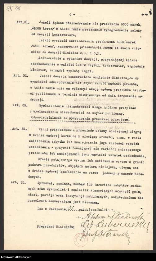 image.from.collection.number "Dekret Rady Regencyjnej o opiece nad zabytkami sztuki i kultury .111"