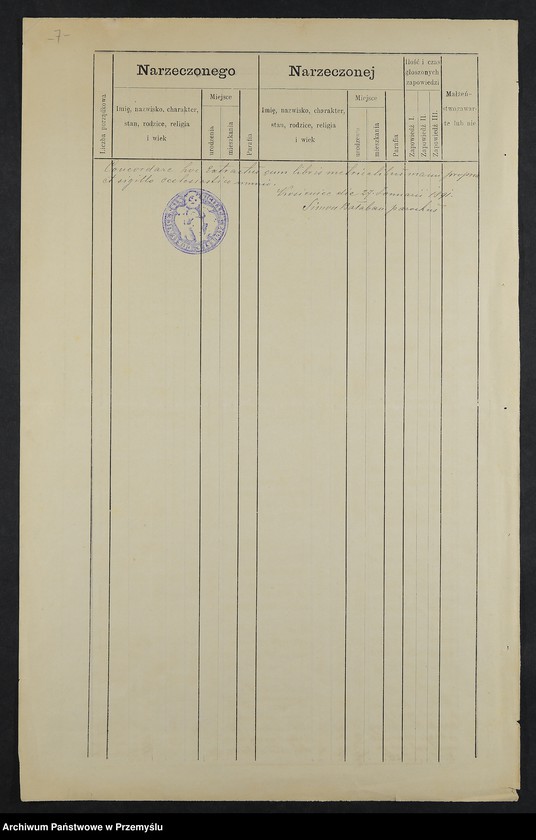 image.from.unit.number "Extractus metricalis e libris natorum et baptisatorum bannorum copulatorum a mortiorum - parochiae Kosienicensis decanatus Pruchnicensis A. 1890"