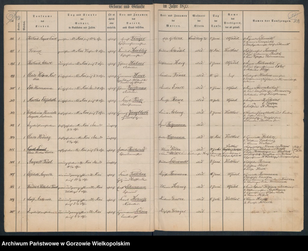 image.from.unit.number "Duplikate der Hauptkirche zu Landsberg an der Warthe (zawiera także Concordien, Reformirte und Militair Kirchen Gemeinde dotyczące zgonów w 1873 r.)"