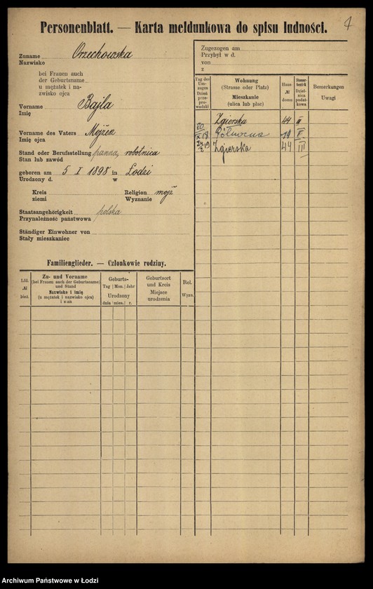Obraz 10 z jednostki "[Spis ludności Łodzi] Orzechowska-Osiński"