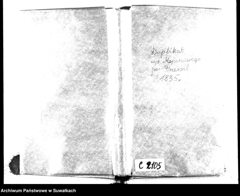 image.from.unit.number "Duplikatu Ksiąg Aktów Urodzonych, Umarłych i Zaślubionych Okręgu Przerośl na Rok 1835."