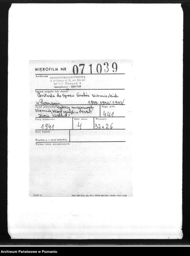 Obraz 2 z jednostki "Wykazy miejscowych Niemców, którzy zginęli w 1939 roku. Kreis Wielun"