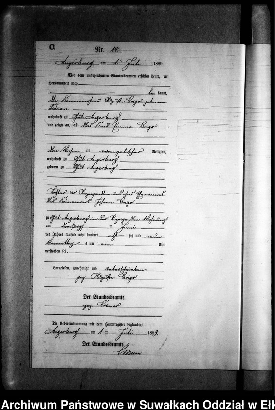 image.from.unit.number "Sterbe-Neben-Register des Preussischen Standes-Amtes Kehlen Kreis Angerburg"