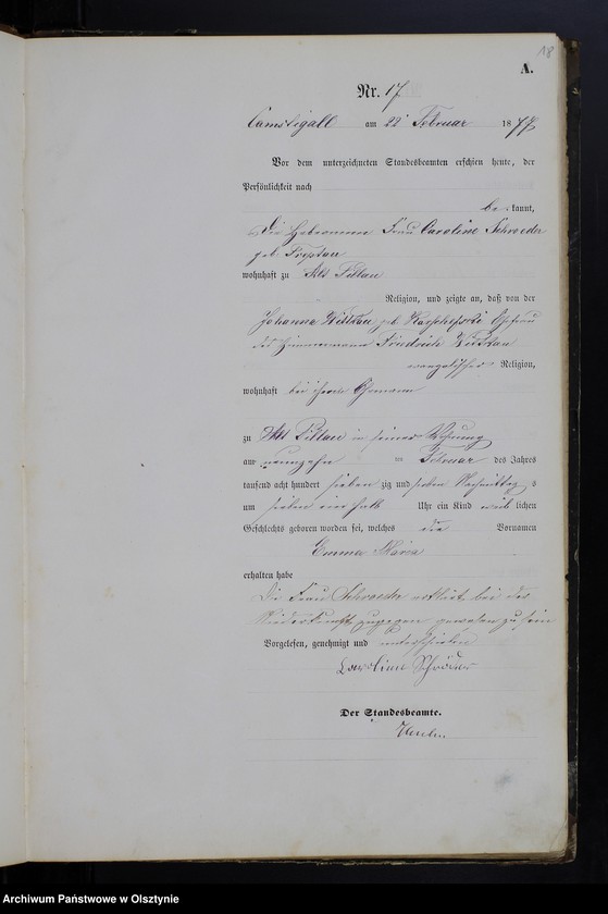 image.from.unit.number "Geburts-Haupt-Register Tom I,Nr 1 - 106"