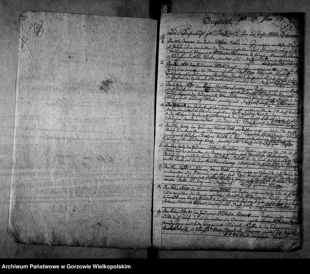 image.from.unit.number "Duplikate der Kirchenbücher von der Parochie Ratzdorf (Racław)"