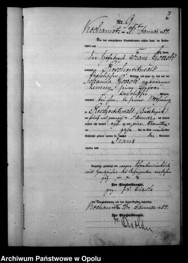 image.from.unit.number "Urząd Stanu Cywilnego Kochaniec Księga urodzeń rok 1884"