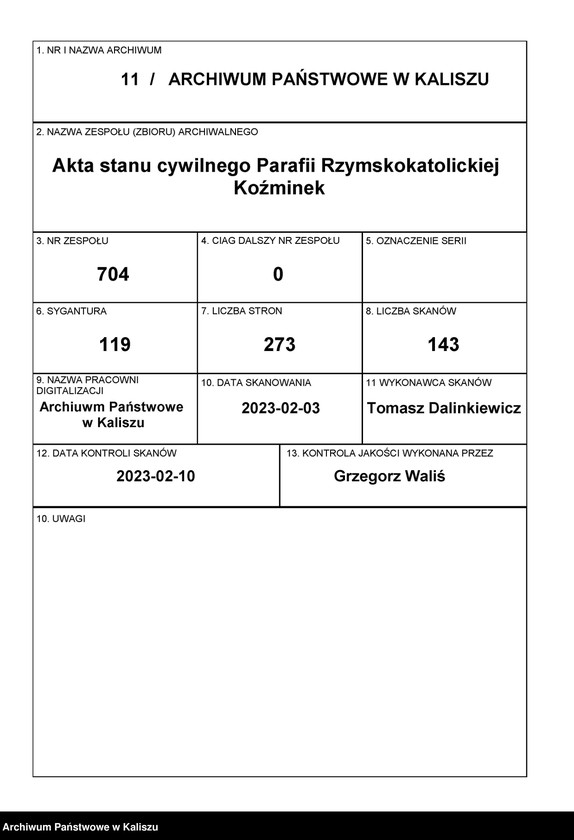 Obraz 1 z jednostki "Księga akt urodzeń, małżeństw, zgonów"