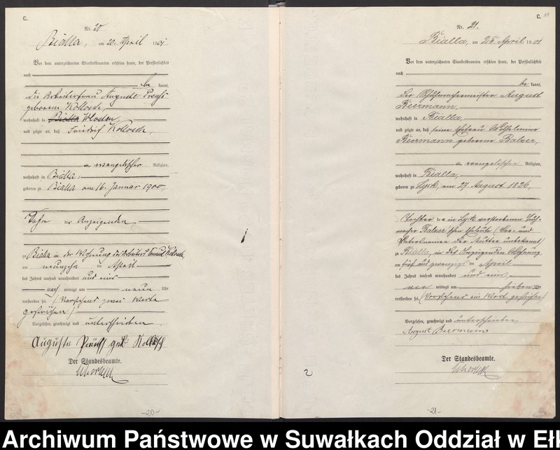 Obraz 14 z jednostki "[Sterbe-Haupt-Register des Königlichen Preussischen Standes-Amtes Bialla Kreis Johannisburg]"