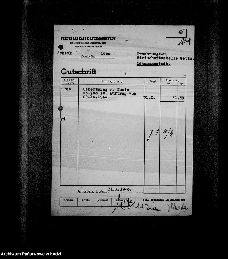 Obraz 20 z jednostki "Bankkonto nr 1600"