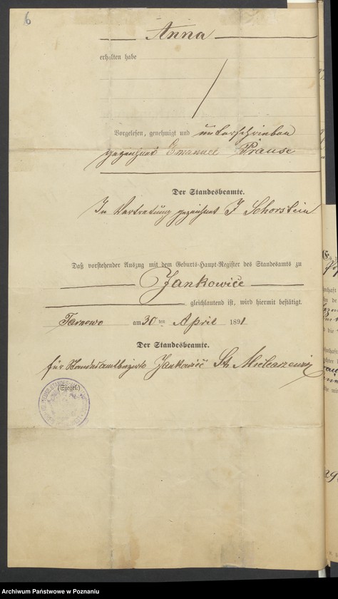 Obraz 8 z jednostki "Die von den Verlobten beigebrachten Urkunden zur Eheschliessung pro 1901. Vol IV"