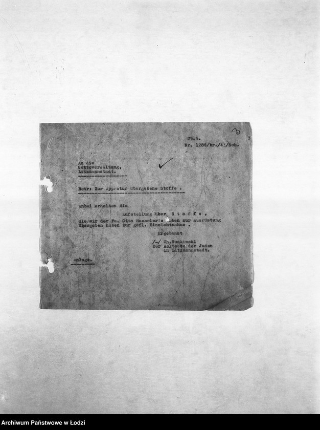 Obraz 6 z jednostki "Textil-Fabrikations-Abteilung [Produkcja i zapotrzebowanie materiałów dla resortu pracy]"